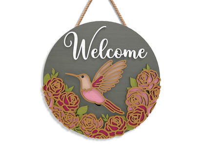 Summer Hummingbird Floral Sign Bundle SVG Laser Cut File for xTool and Glowforge