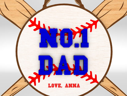 No.1 Dad Baseball Sports Sign SVG Laser Cut File for Glowforge and xTool