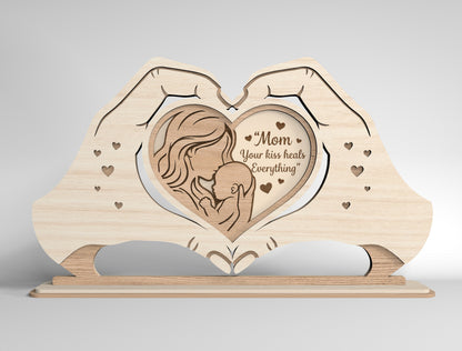 Mom Heart Stand Sign SVG Bundle Mother's Day for Glowforge