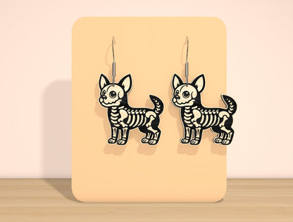 Skeleton Dog Earrings SVG Bundle for Glowforge xTool LightBurn