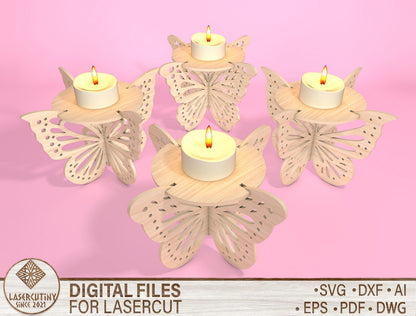 Butterfly Candle Holder SVG Bundle Laser Cut File for xTool and Glowforge