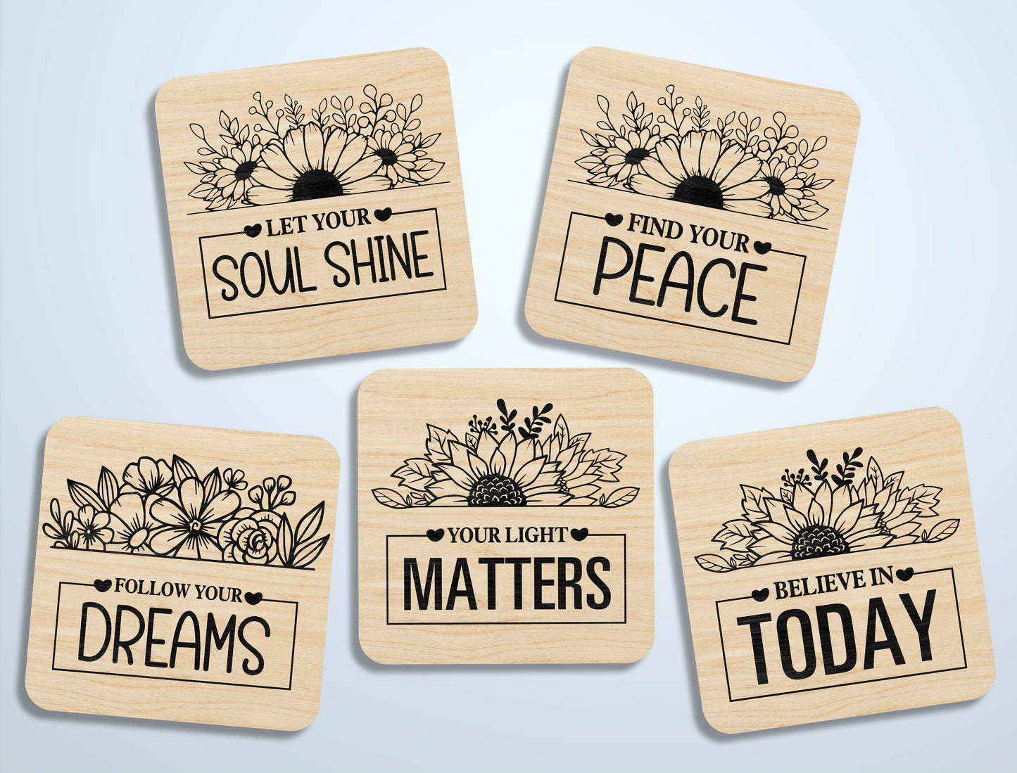 Motivational Fridge Magnet SVG Bundle for Glowforge and LightBurn