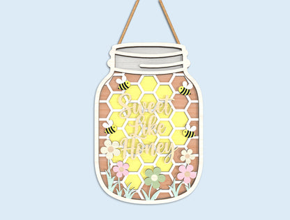Easter Mason Jar Door Hanger Laser Cut File | Ready to Cut | Glowforge, xTool, LightBurn, etc.