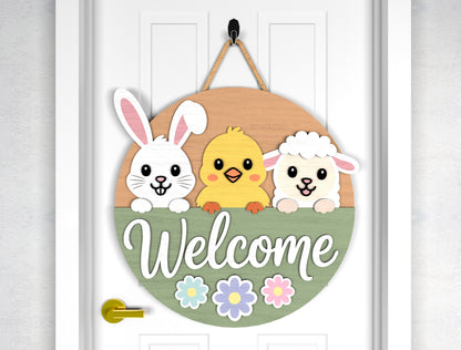 Easter Door Sign Bundle SVG 9 Bunny Faith Egg Designs for LightBurn and xTool
