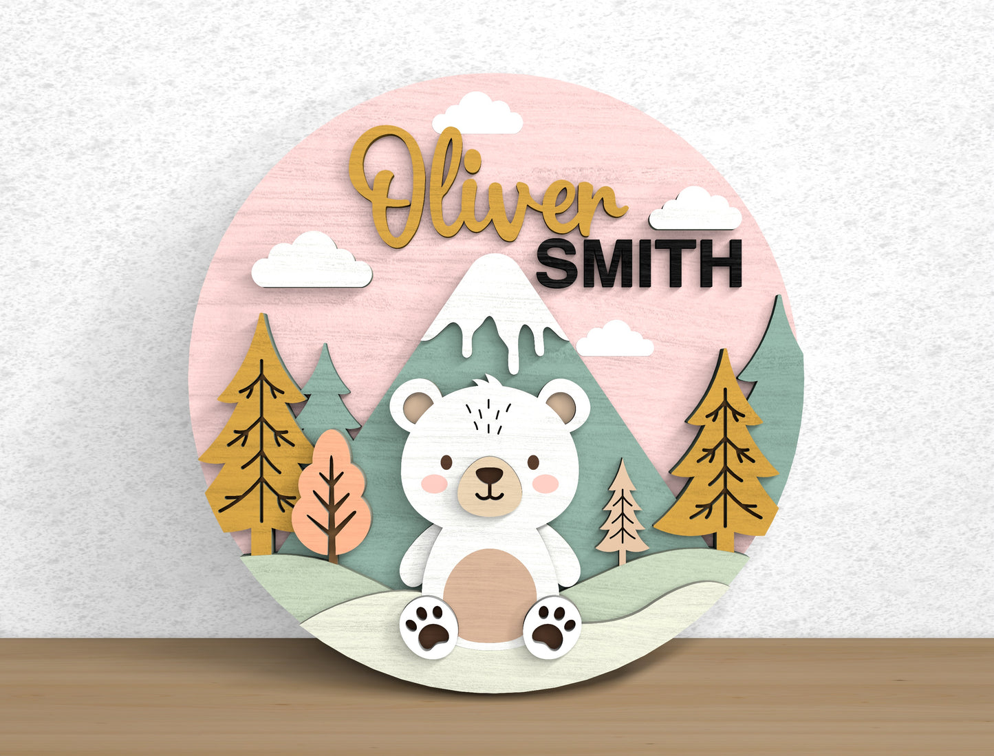 Forest Animal Baby Name SVG File for Glowforge and xTool