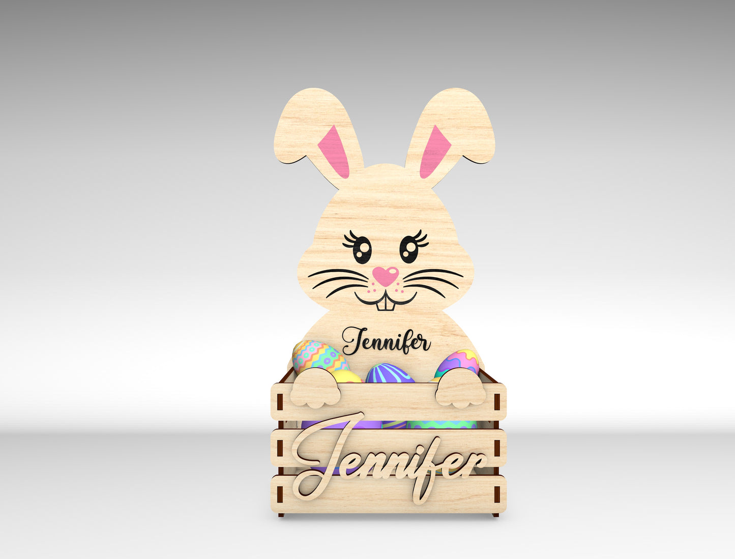 Personalized Easter Bunny Basket SVG Bundle for LightBurn and xTool