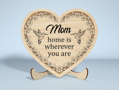 Floral Engraved Heart Stand Sign SVG Bundle for Glowforge