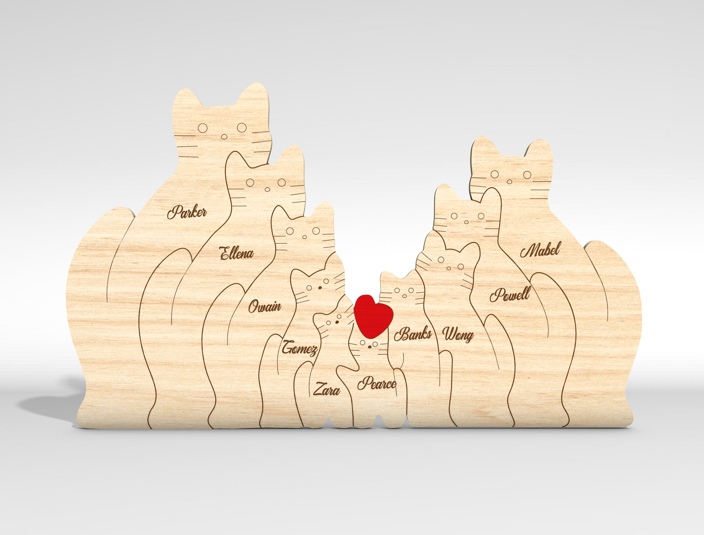 Personalized Couple Cat Puzzle Sign SVG for Glowforge and xTool