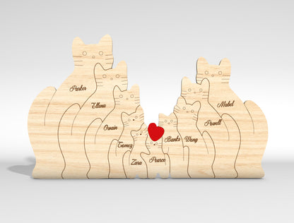 Personalized Couple Cat Puzzle Sign SVG for Glowforge and xTool
