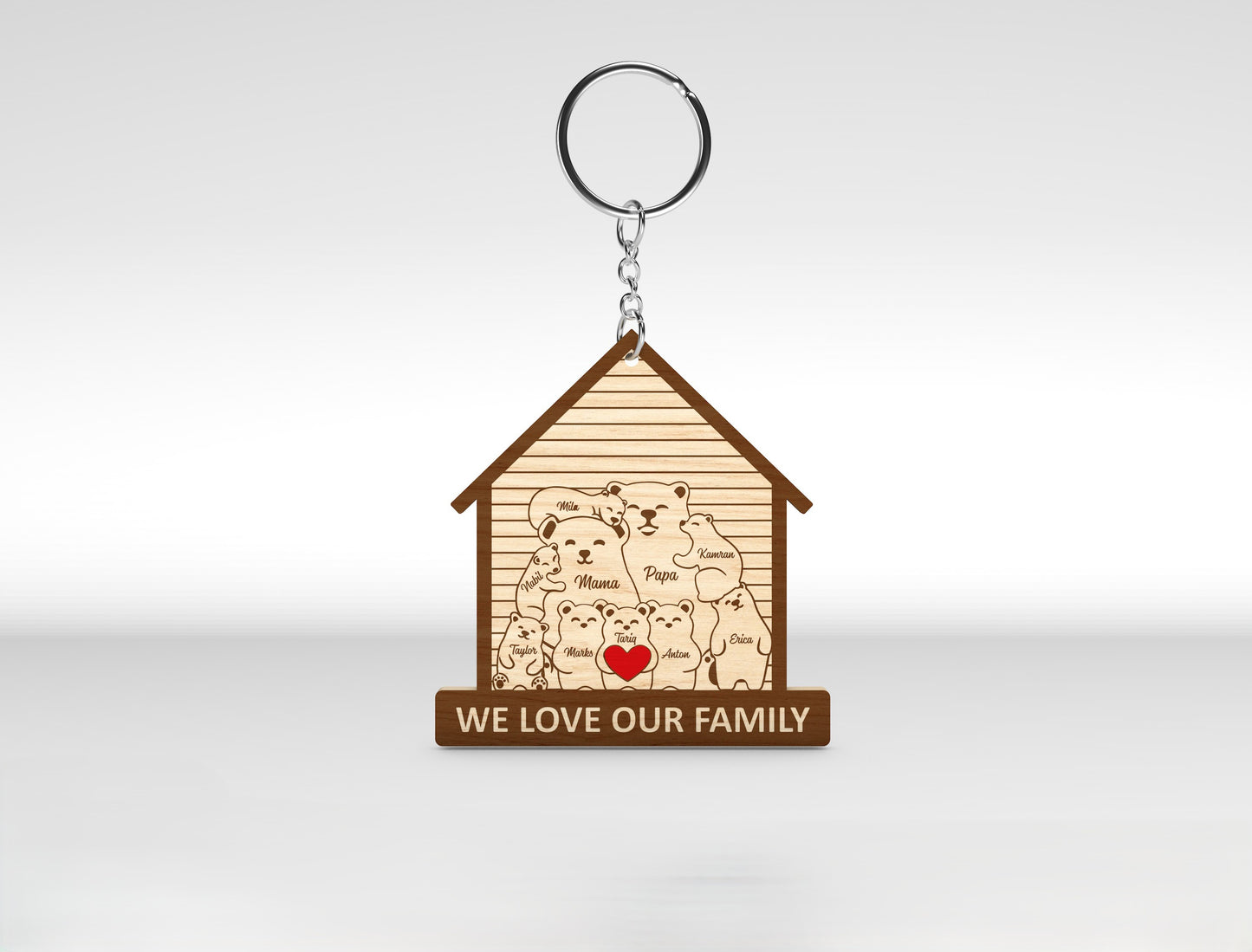 Bear Family Keychain SVG Personalized Bear House Sign for xTool