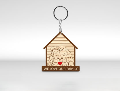 Bear Family Keychain SVG Personalized Bear House Sign for xTool