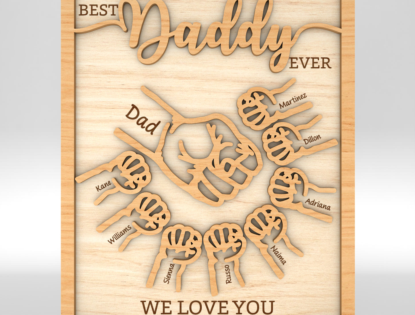 Personalized Dad Hands Multilayer SVG for Glowforge and xTool