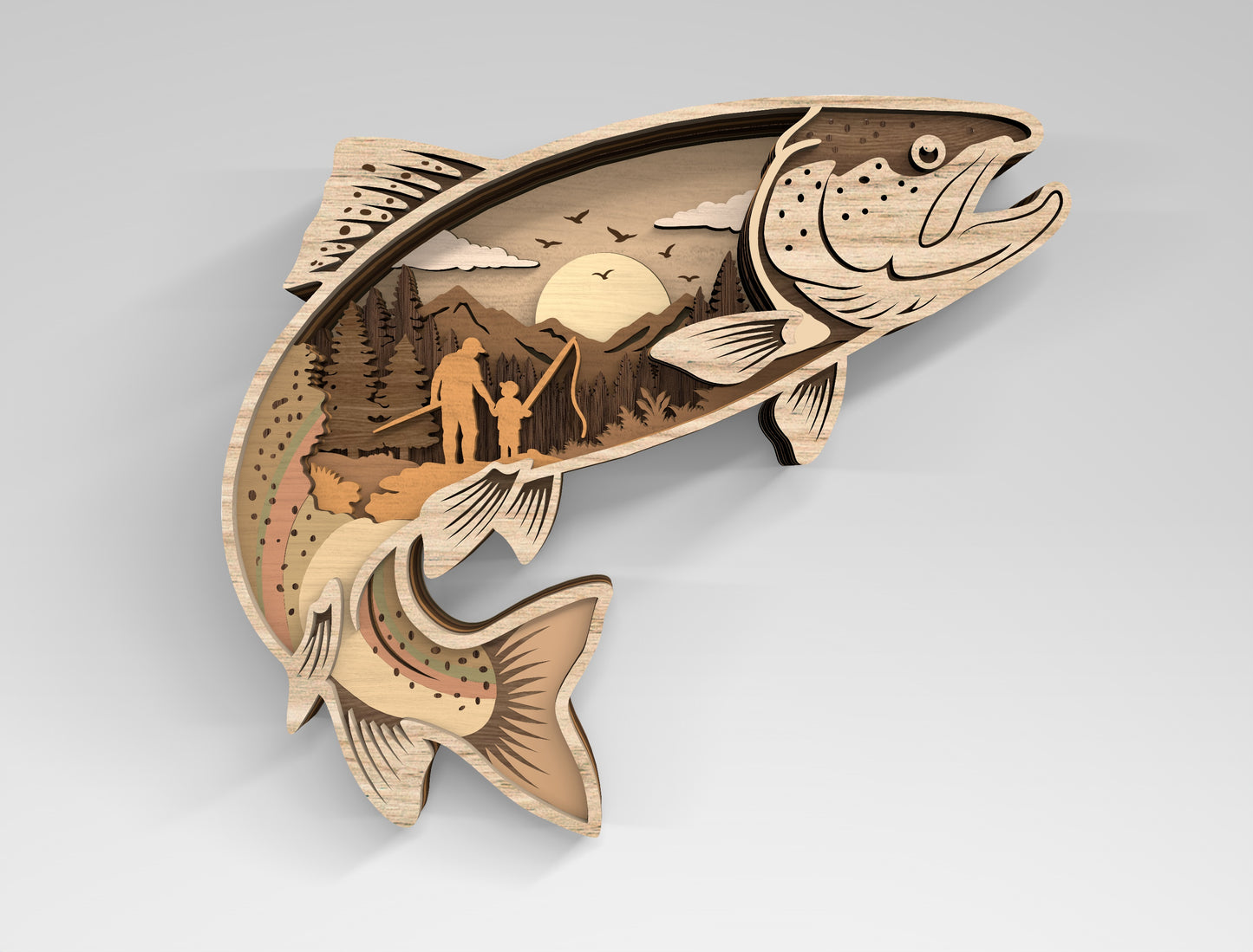 Fish SVG Bundle for Glowforge xTool LightBurn Multilayer Laser Cut File
