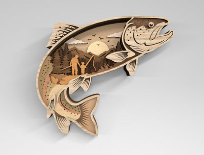 Fish SVG Bundle for Glowforge xTool LightBurn Multilayer Laser Cut File
