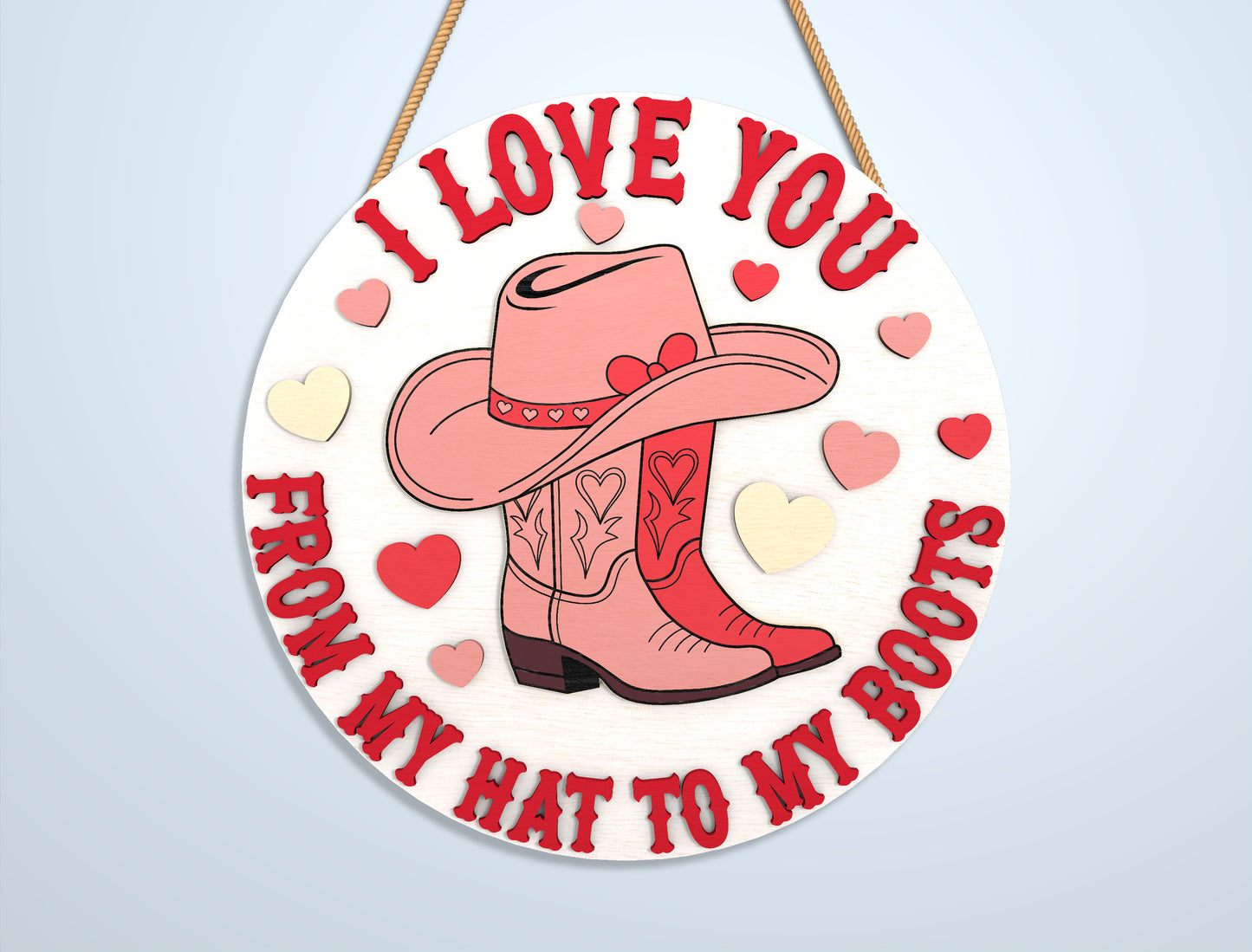 Valentine Round Sign Laser Cut File Bundle | Love & Christian Quotes SVG Set | Wooden Tiered Tray Decor Design | Glowforge, xTool, LightBurn, etc.