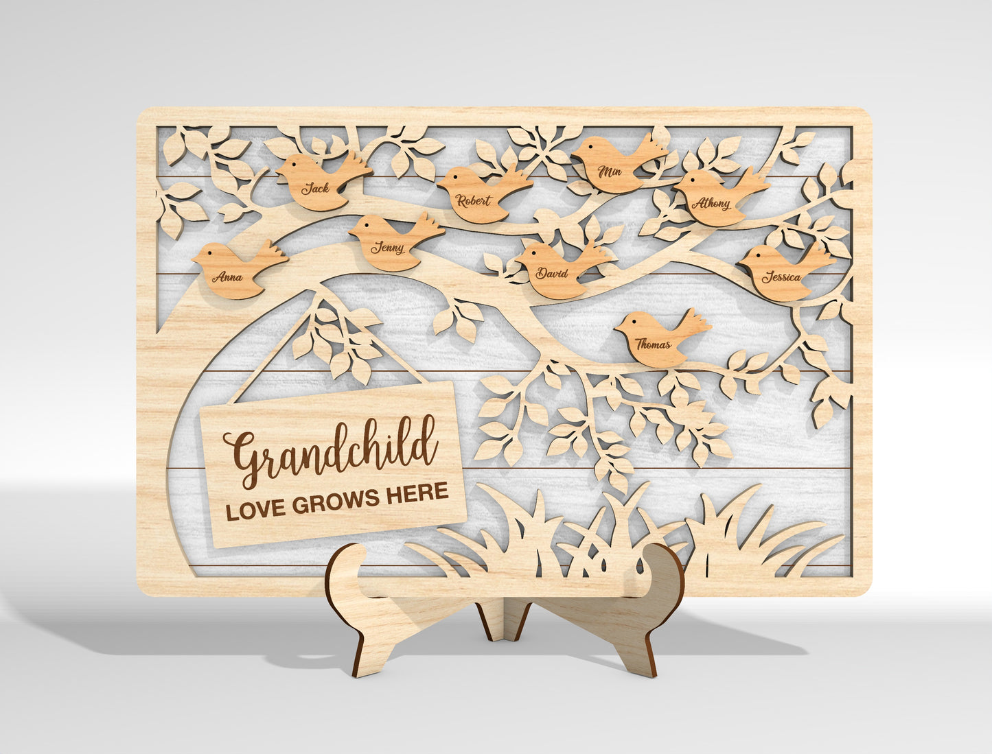 Personalized Bird Family Custom Name Tree Sign SVG for xTool