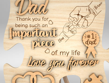Dad Heart Puzzle Map Sign SVG Laser Cut File for Glowforge and LightBurn