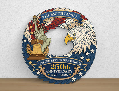 250th Anniversary Eagle Door Hanger SVG Bundle for Glowforge xTool LightBurn 10 Designs