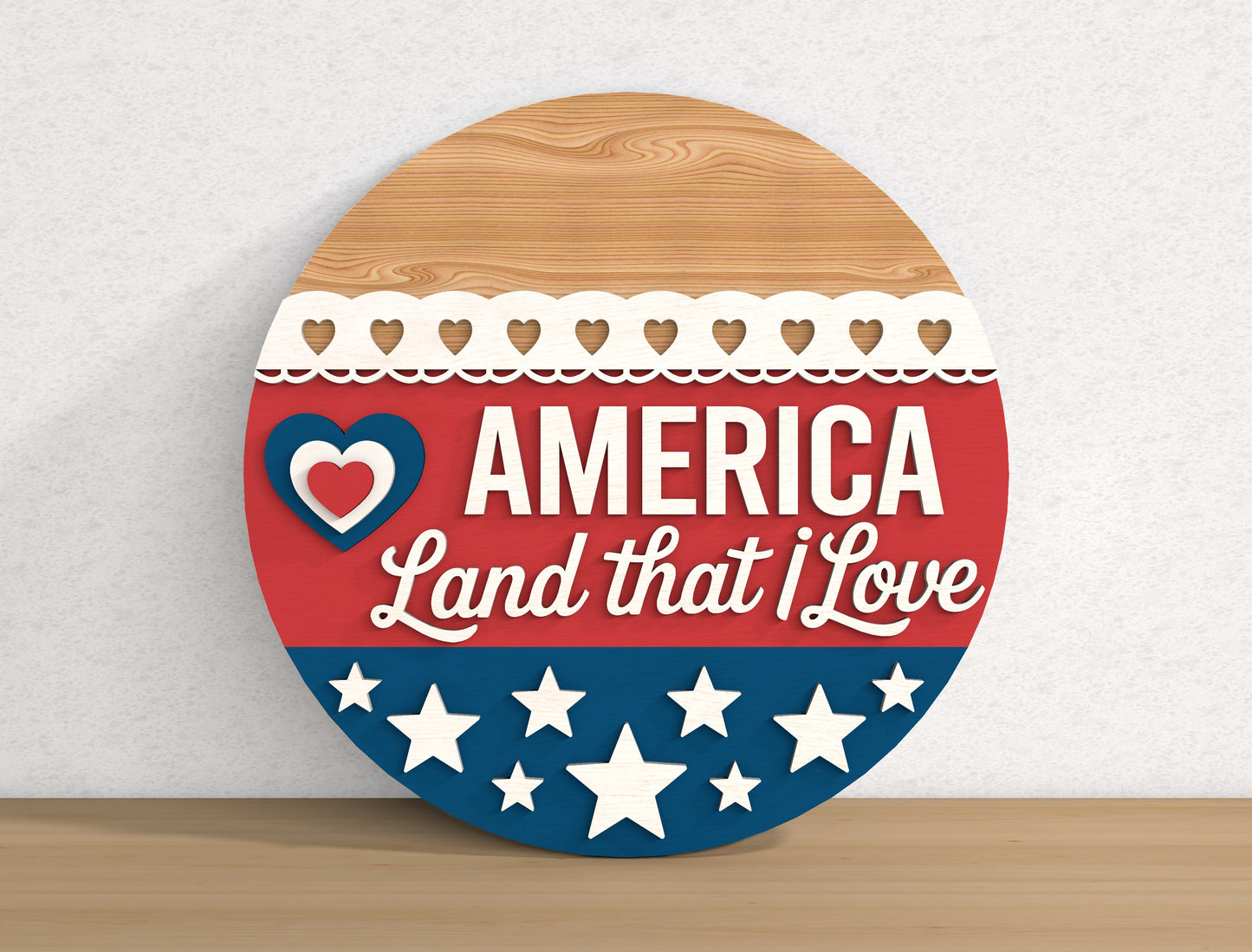 Patriotic Welcome Round Sign SVG Bundle for Glowforge