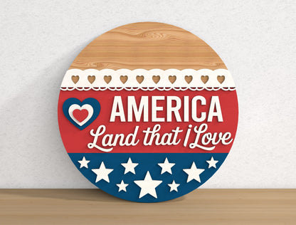 Patriotic Welcome Round Sign SVG Bundle for Glowforge