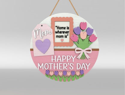 Mother's Garden Floral Welcome Door Sign SVG Bundle for LightBurn