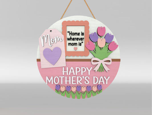 Mother's Garden Floral Welcome Door Sign SVG Bundle for LightBurn