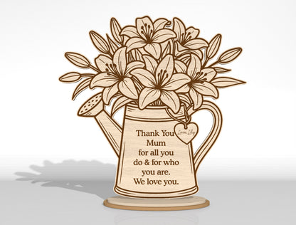 Mother's Day Flower Vase Decor Bundle SVG Laser Cut File for Glowforge and LightBurn