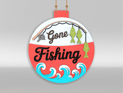 Gone Fishing Sign SVG Bundle Laser Cut File for Glowforge