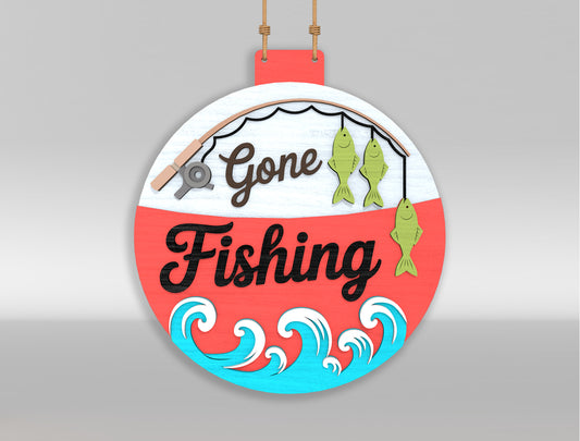 Gone Fishing Sign SVG Bundle Laser Cut File for Glowforge