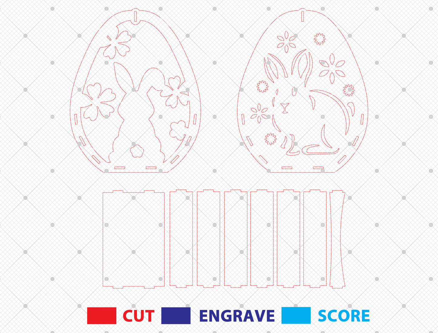 Easter Egg Bunny Farm Lantern SVG Spring Scene for Glowforge and xTool