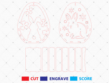 Easter Egg Bunny Farm Lantern SVG Spring Scene for Glowforge and xTool