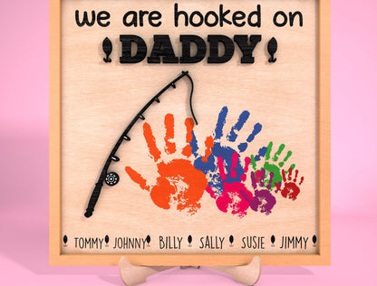 Personalized Fishing Handprint Dad Sign SVG Laser Cut File for Glowforge and LightBurn