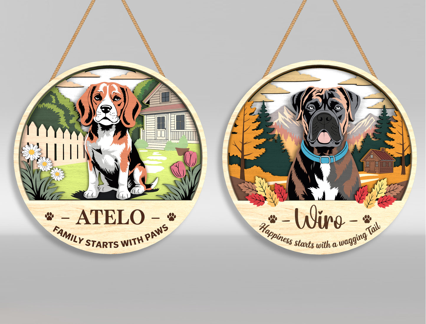 Dog Memorial Scenic Door Sign SVG Custom Pet Landscape Tribute Laser Cut File for xTool
