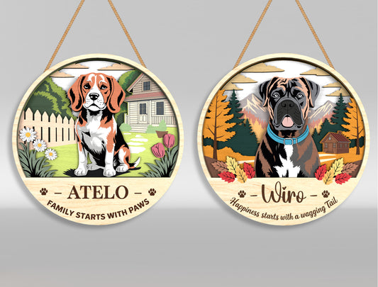 Dog Memorial Scenic Door Sign SVG Custom Pet Landscape Tribute Laser Cut File for xTool