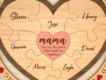 Custom Name Family Heart Sign SVG Multiple Mom Titles for Glowforge