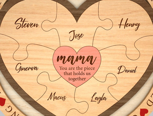 Custom Name Family Heart Sign SVG Multiple Mom Titles for Glowforge