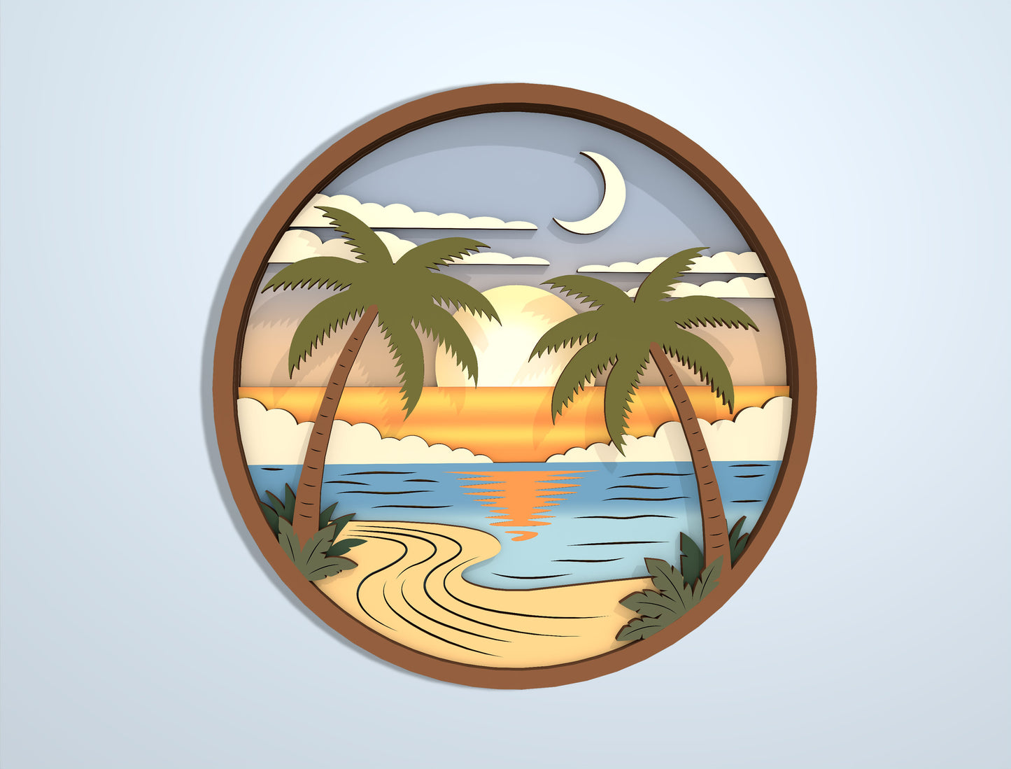 Multilayer Beach Summer SVG Bundle Laser Cut File for Glowforge