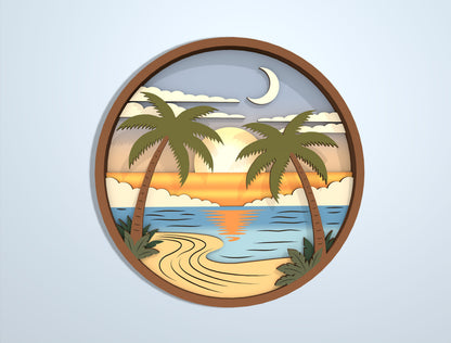 Multilayer Beach Summer SVG Bundle Laser Cut File for Glowforge