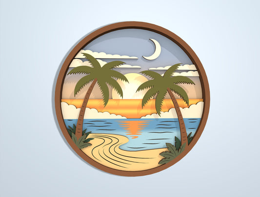 Multilayer Beach Summer SVG Bundle Laser Cut File for Glowforge