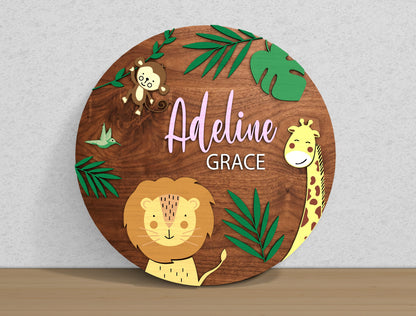 Personalized Safari Nursery SVG Laser Cut File for Glowforge  xTool
