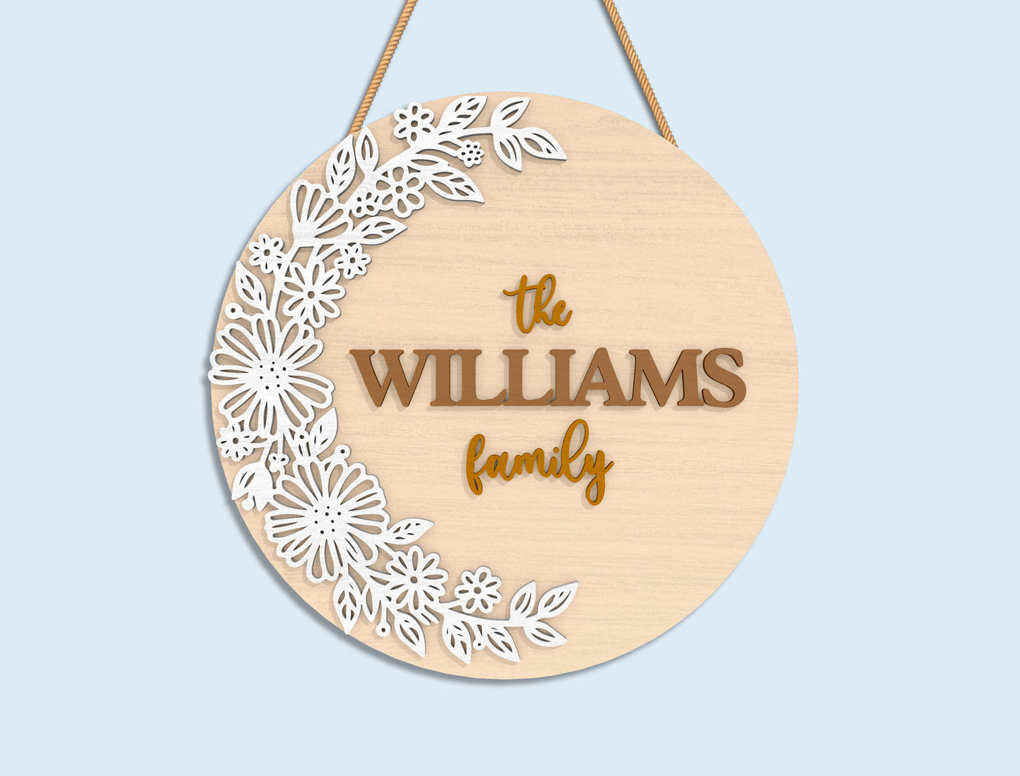 Personalized Family Name Sign SVG Laser Cut File for Glowforge