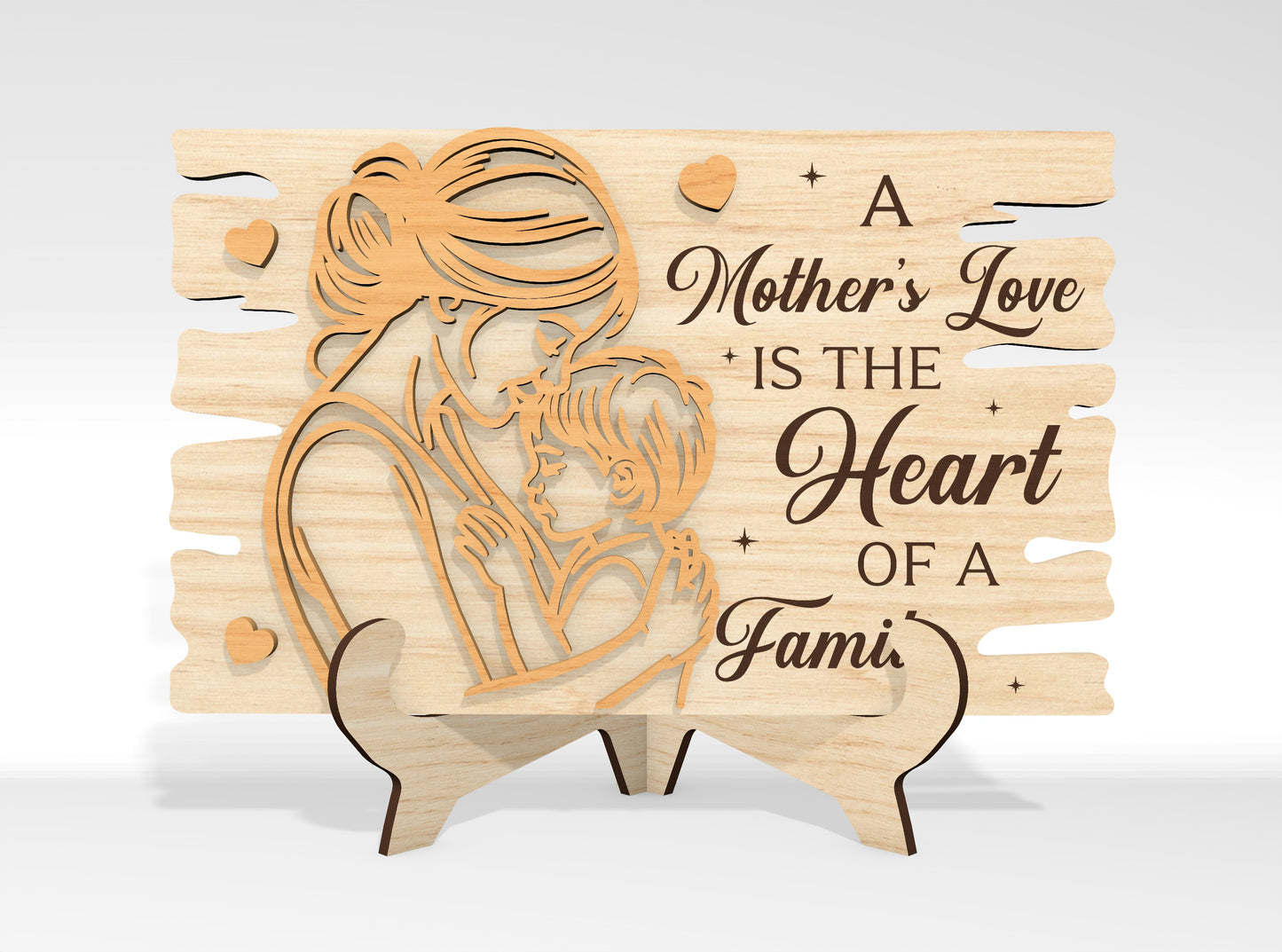 Mom and Baby Line Art Standing Decor SVG Bundle for LightBurn and xTool