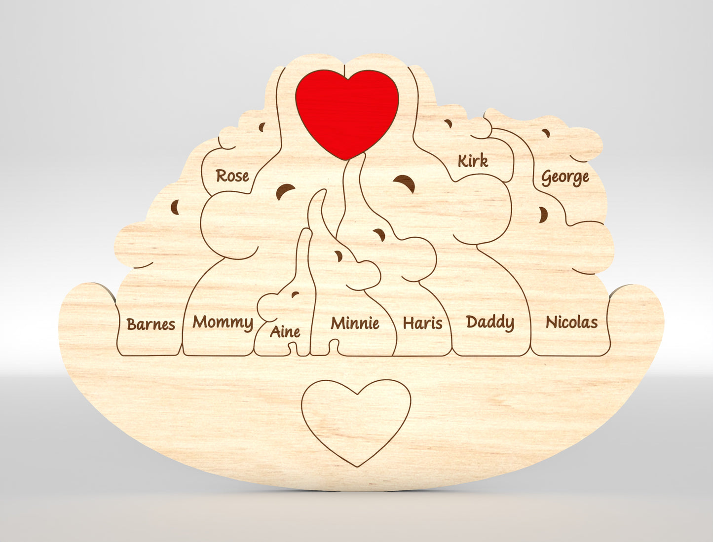 Elephant Family Puzzle Sign SVG Laser Cut File for Glowforge and xTool