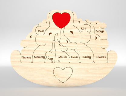 Elephant Family Puzzle Sign SVG Laser Cut File for Glowforge and xTool