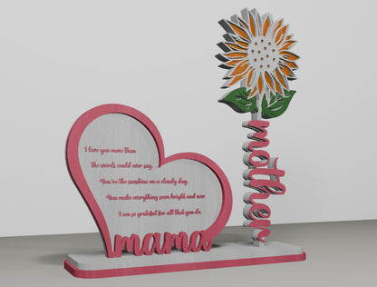 Sunflower Mom Tabletop Decor SVG Bundle for Glowforge and xTool