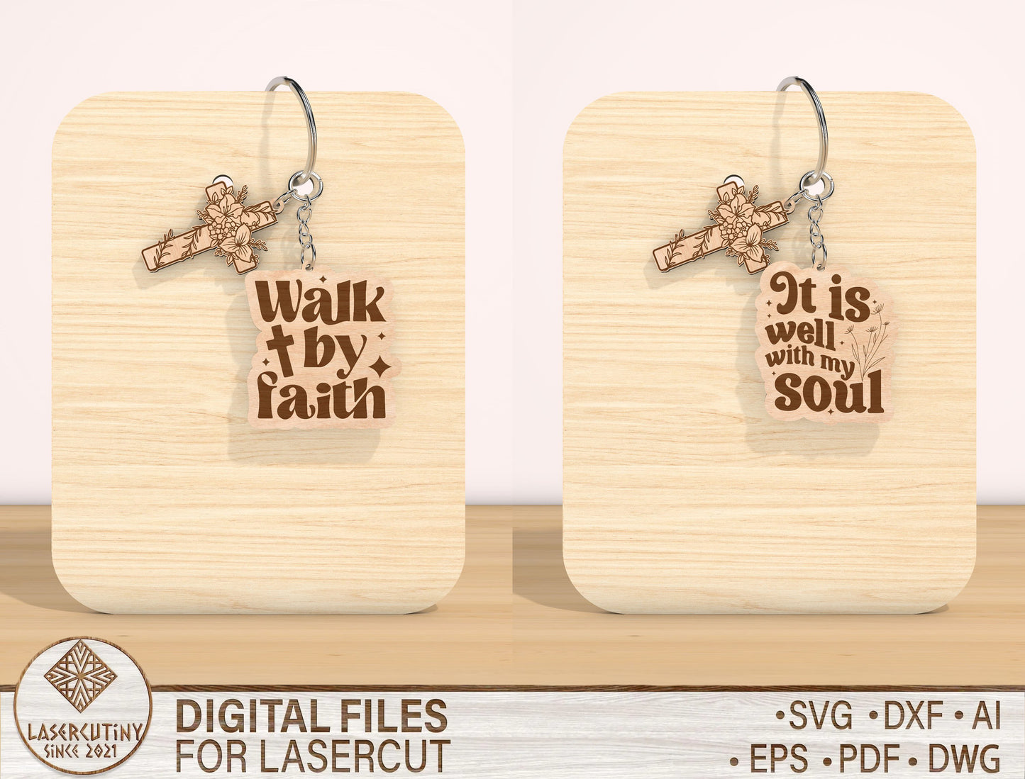Christian Keychain SVG Bundle Bible Verse 12 Designs for Glowforge
