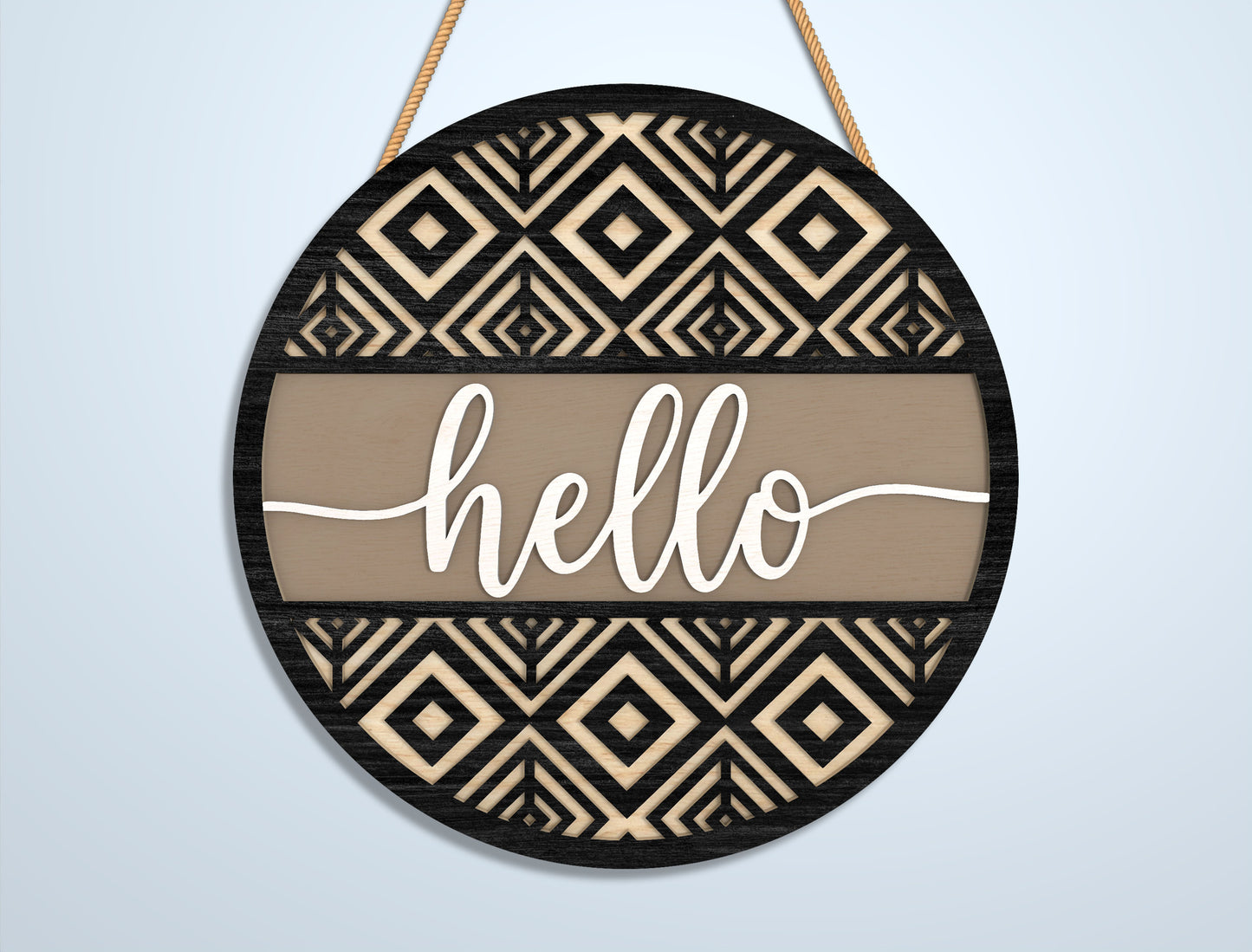 Geometric Welcome Door Sign SVG Bundle for LightBurn and Glowforge