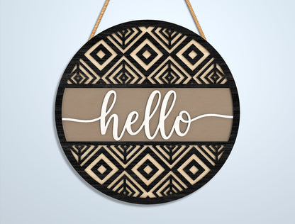 Geometric Welcome Door Sign SVG Bundle for LightBurn and Glowforge
