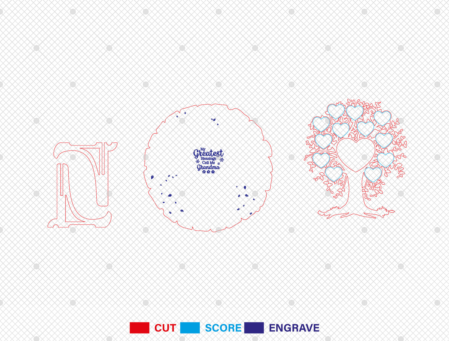 Grandma Family Tree SVG My Greatest Blessings for Glowforge and xTool