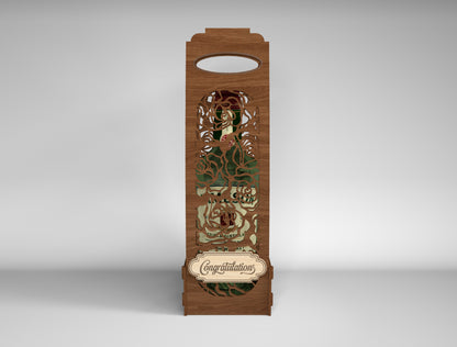 Wooden Wine Bottle Gift Box Bundle SVG Laser Cut File for xTool and Glowforge